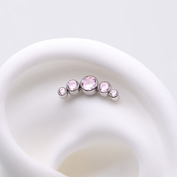 Detail View 1 of Implant Grade Titanium OneFit Threadless Journey Sparkle Curve Top Part-Pink